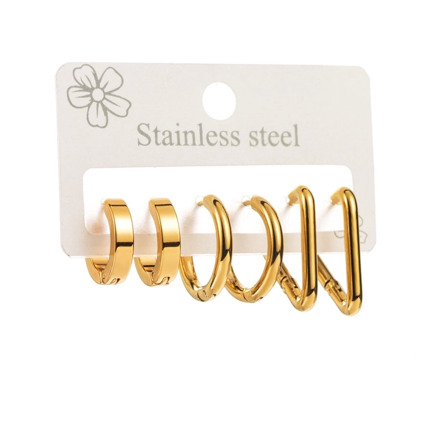 Hoop Earrings Set [316 Stainless Steel, 18K Gold Plated]