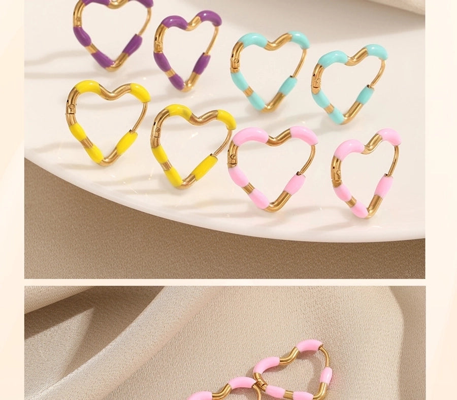 Heart Shape Epoxy Earrings [304 Stainless Steel]