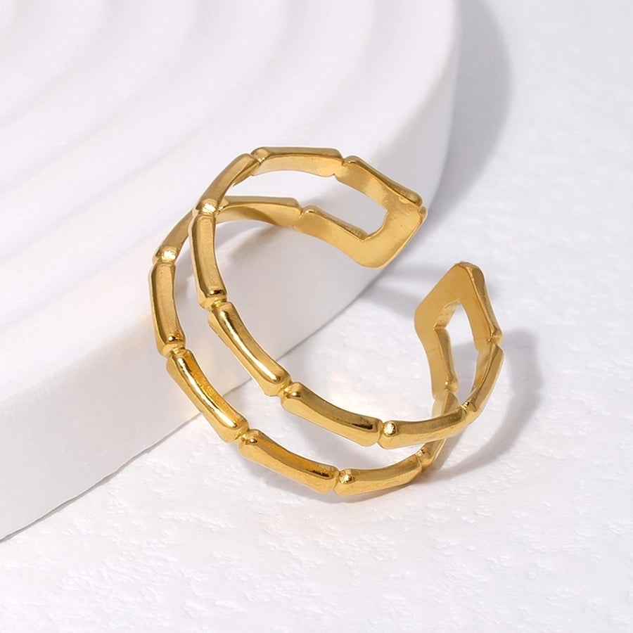 Doppelleitungsring [304 Edelstahl 18K Gold plattiert]