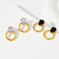 Hollow Round Zircon 16K Earrings [304 Stainless Steel,16K Gold Plated]