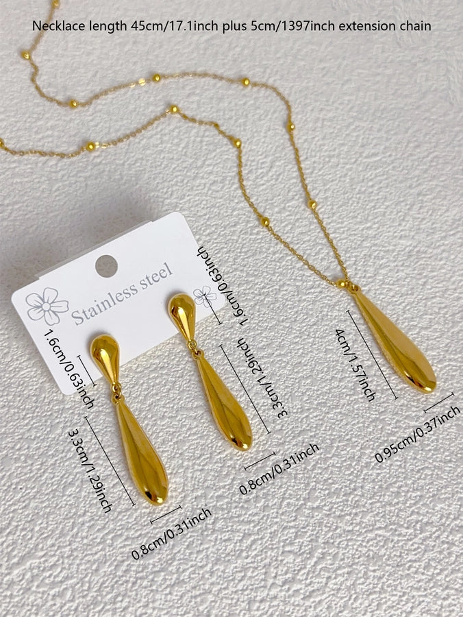 Drop Jewelry Set [304 Stainless Steel, 18K Gold Plated]