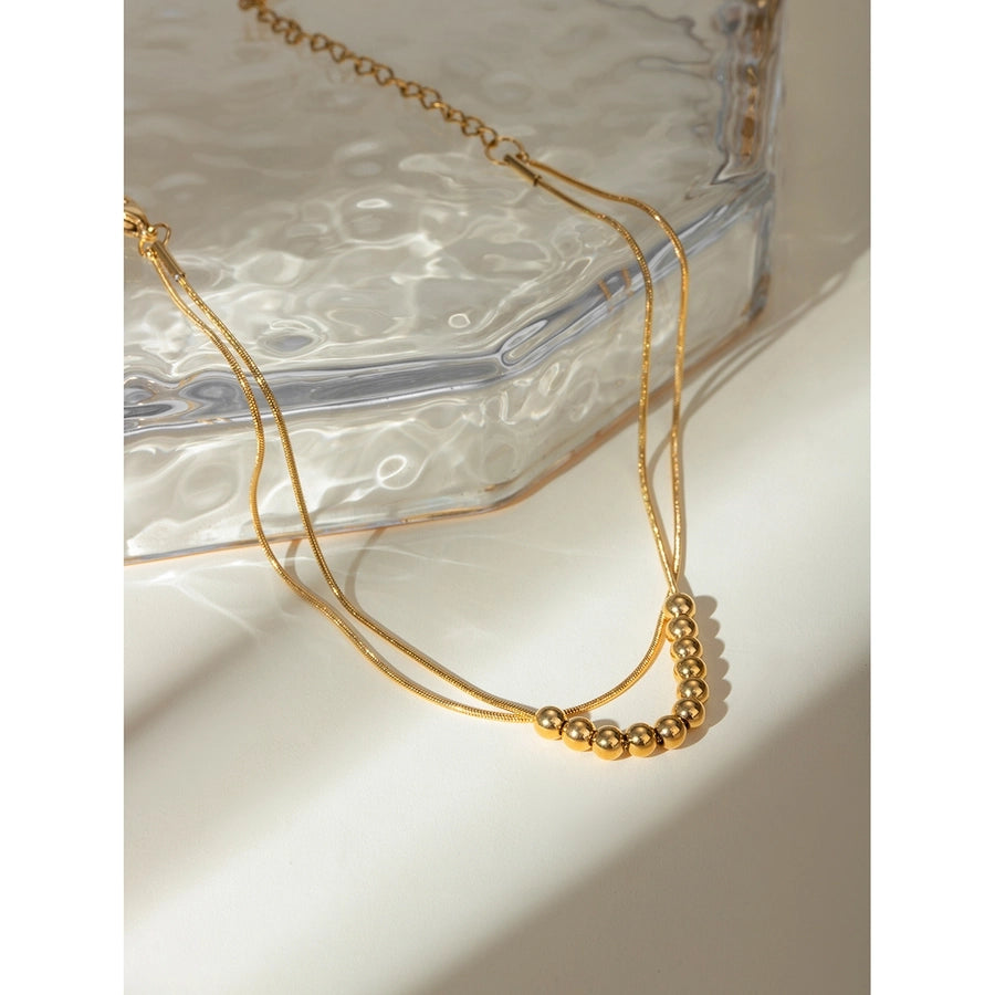 Round beads Anklet [304 Stainless Steel, 18K Gold Plated]