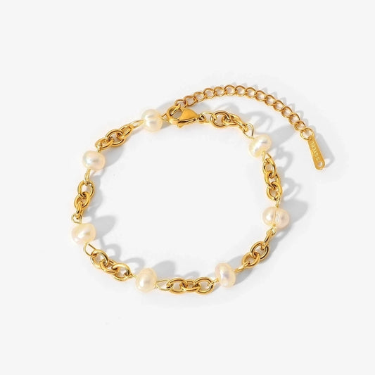 Pearl Cable Chain armband [roestvrij staal]