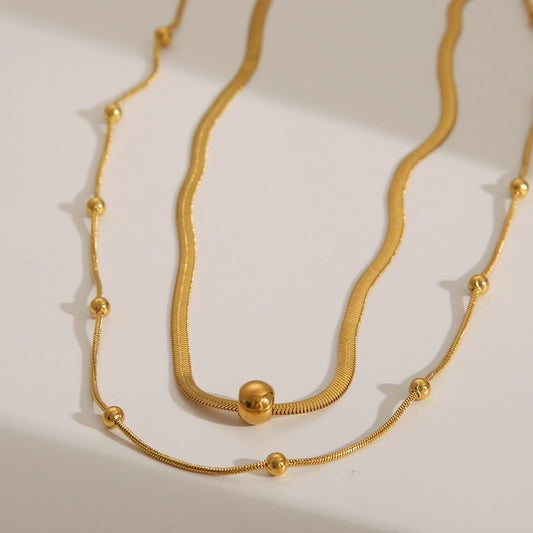 Double Layer Necklace [304 Stainless Steel,18K Gold Plated]