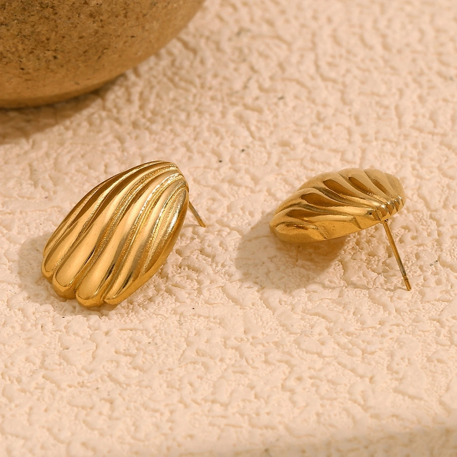 Wavy Stripes Earrings [304 Stainless Steel,18K Gold Plated]