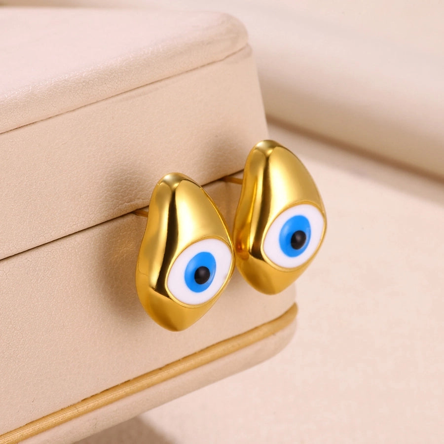 Blue Eyes Drop-Shaped Earrings Stainless Steel]