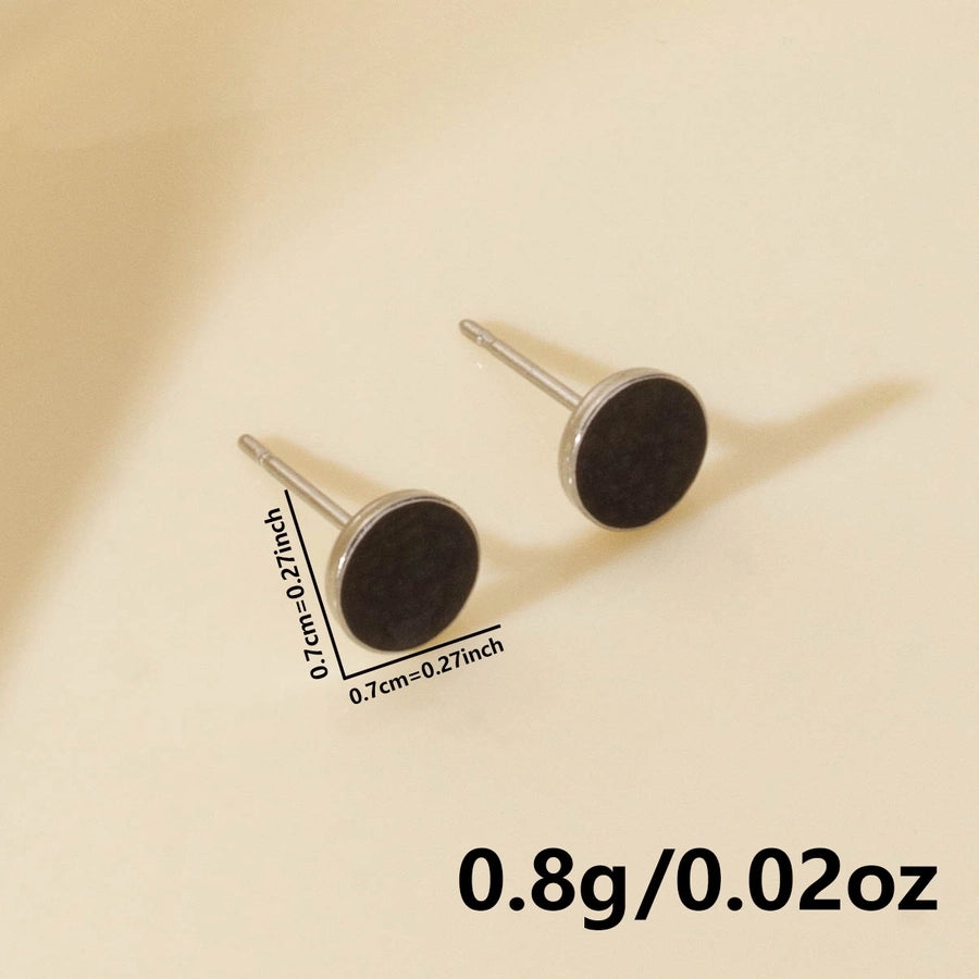 Pendientes negros redondos [304 acero inoxidable]