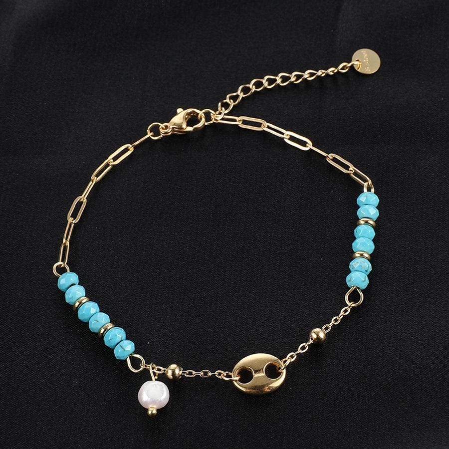 Ethnic Style Turquoise Bracelets [201 Stainless Steel,18K Gold Plated]