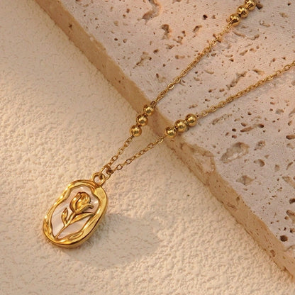 Tulip Acrylic Necklace [304 Stainless Steel,18K Gold Plated]