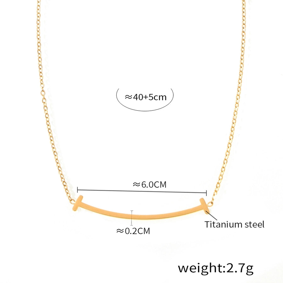 T Shape Lines Necklace [304 Stainless Steel,18K Gold Plated]