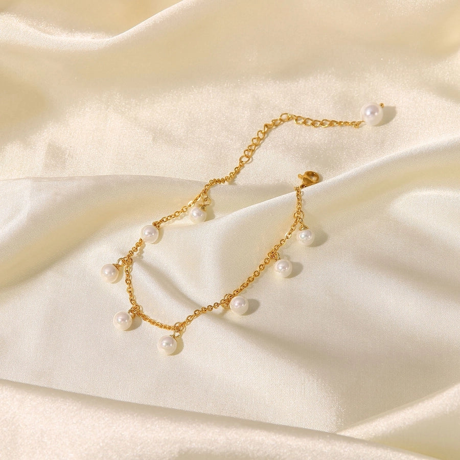 Anklet perle perle [acciaio inossidabile, oro 18K placcato]