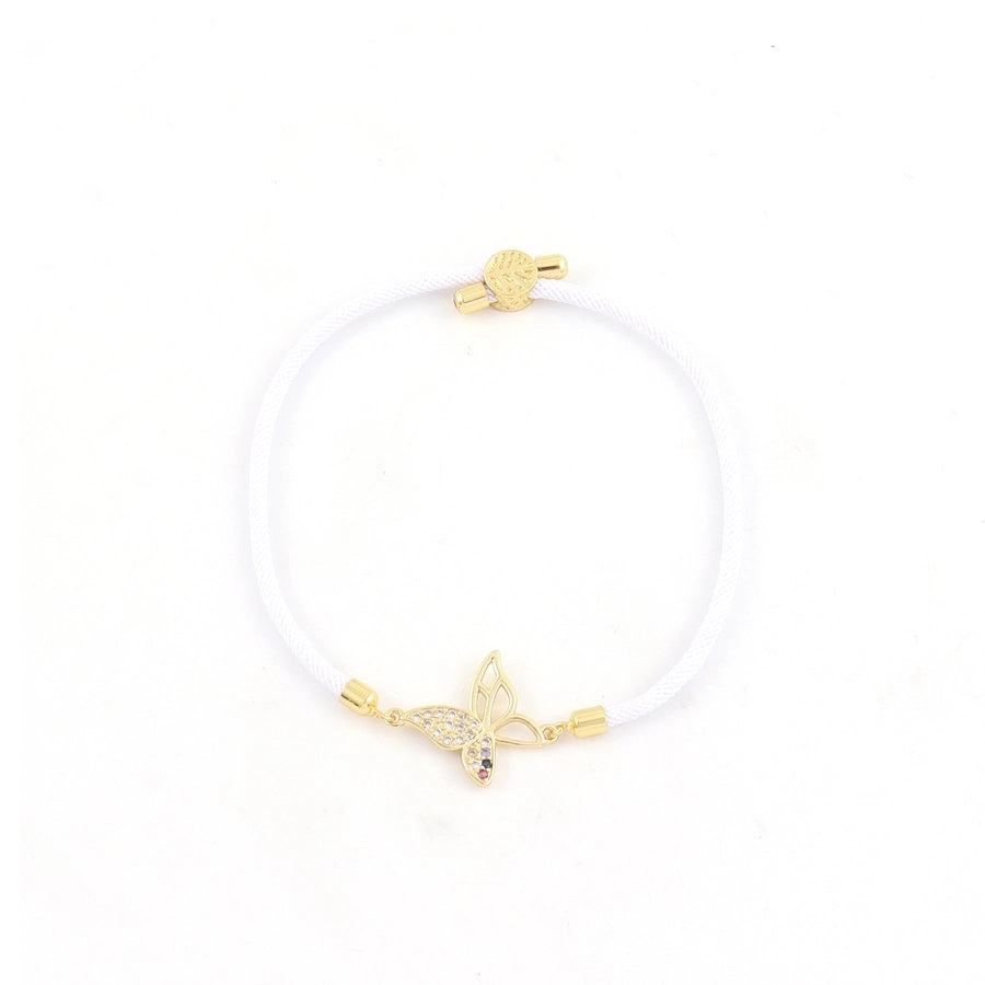 Butterfly Zircon Nylon Woven Chain Bracelet [304 Stainless Steel]