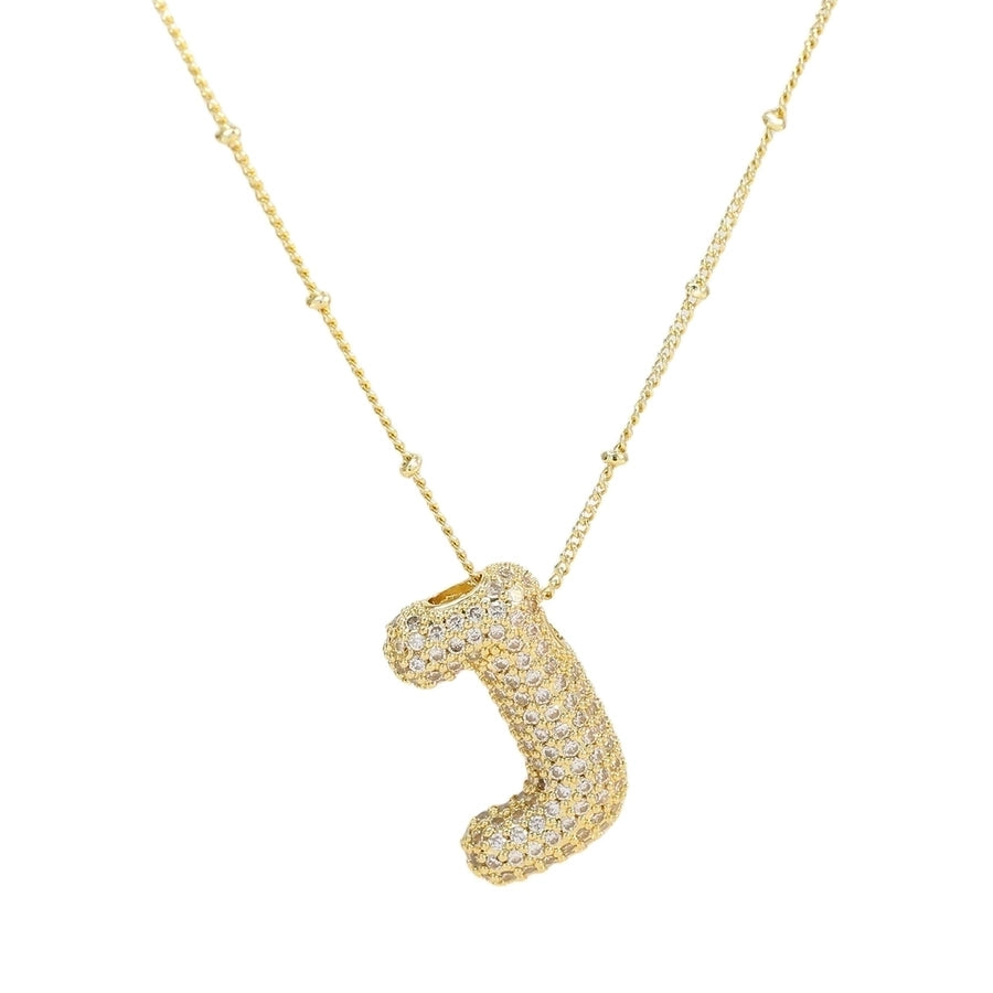 Gold Rhinestones Letter Necklace [304 Stainless Steel]