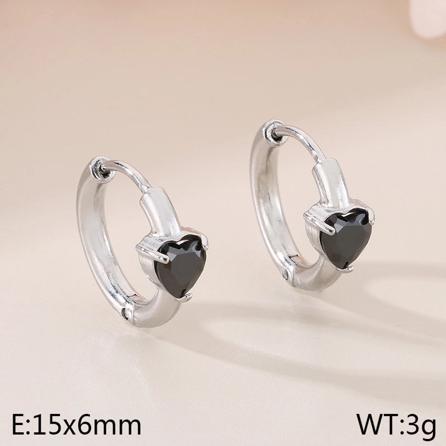 Commute Heart Shape Colored Rhinestone Earrings [304 Stainless Steel,18K Gold Plated]