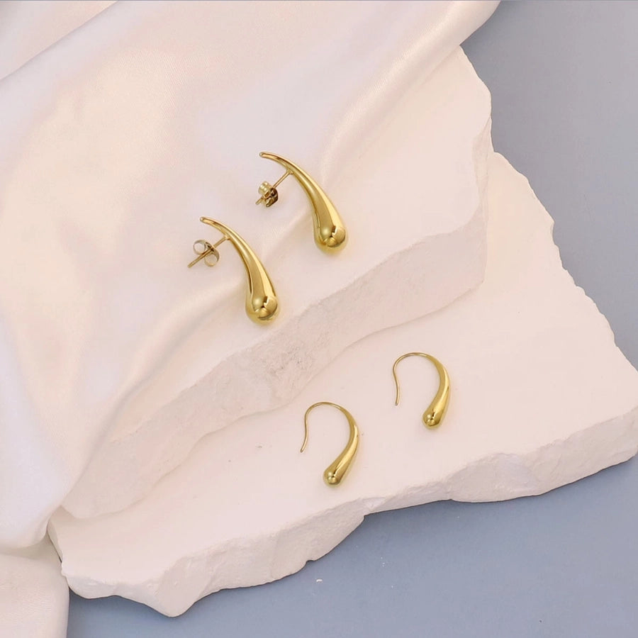 Gold Hook Earrings [304 Stainless Steel,18K Gold Plated]