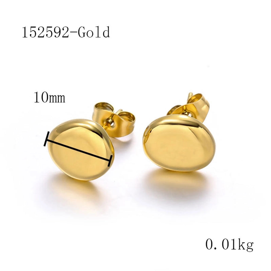 Orecchini ovali piatti [acciaio inossidabile 304, oro 18K placcato]