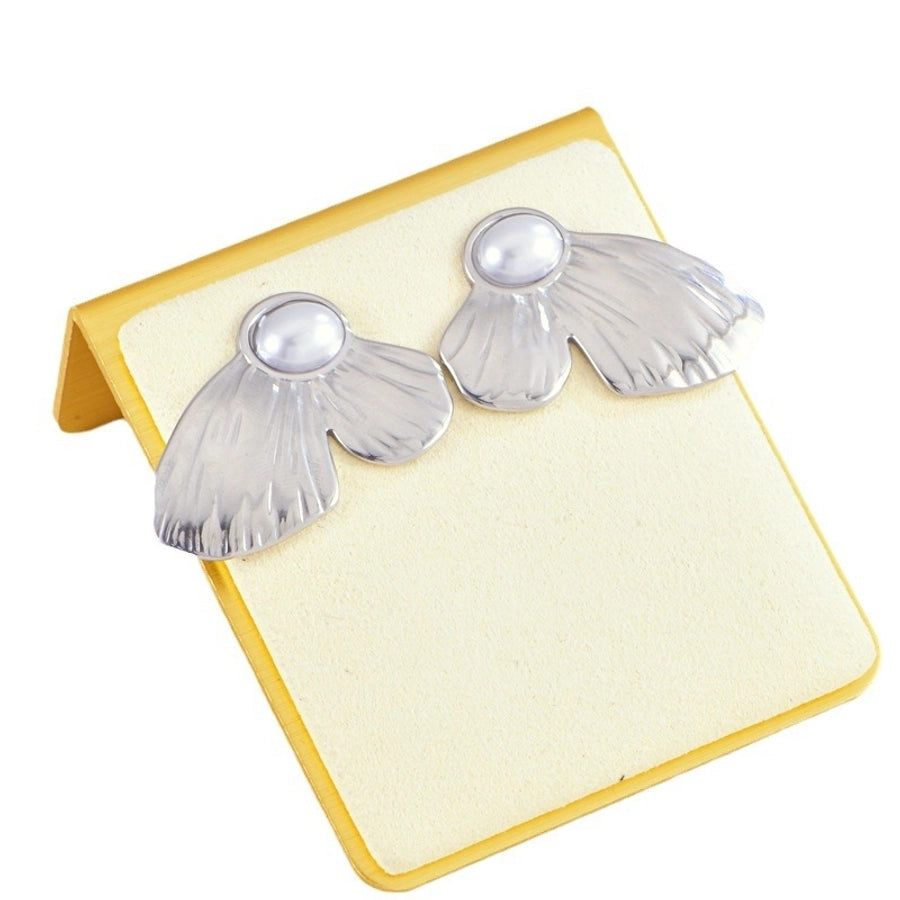 Butterfly Wings Pearl Earrings [304 Stainless Steel]