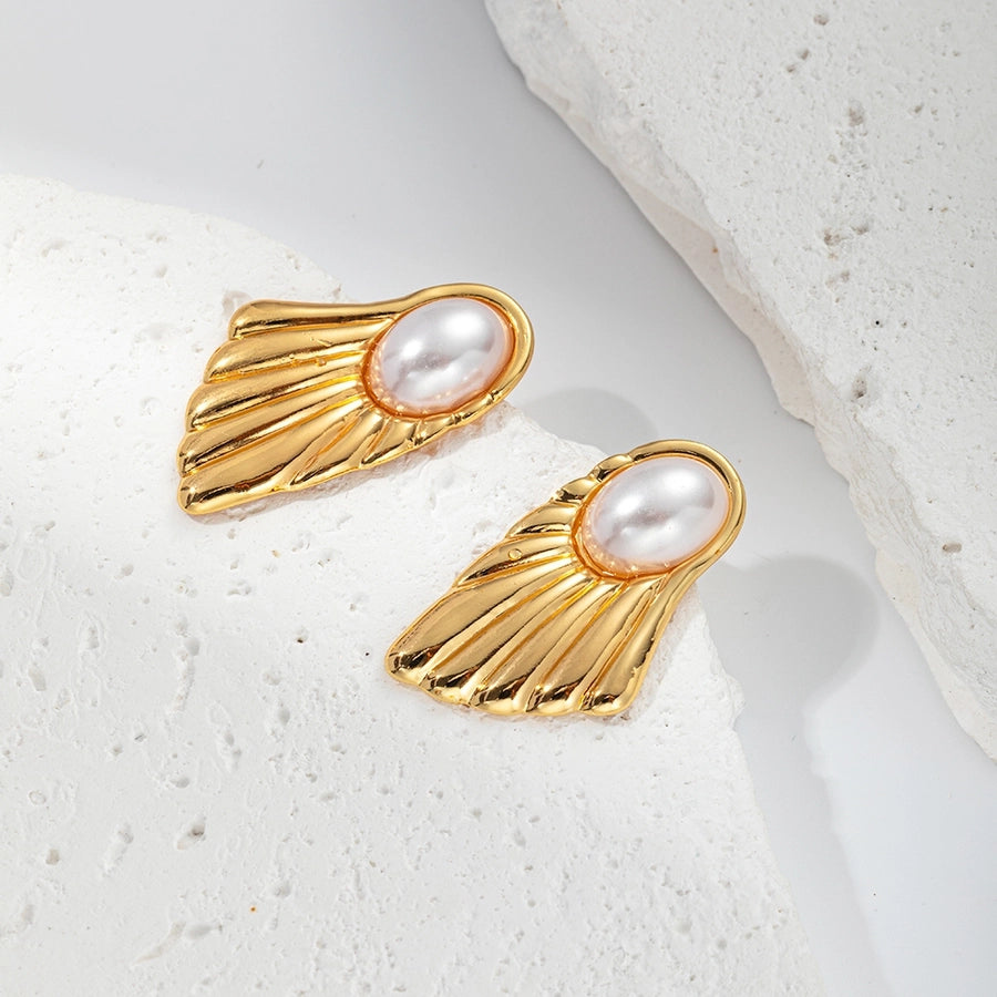 Mix Pearl Designs Earrings [304 Stainless Steel,14K Gold Plated]