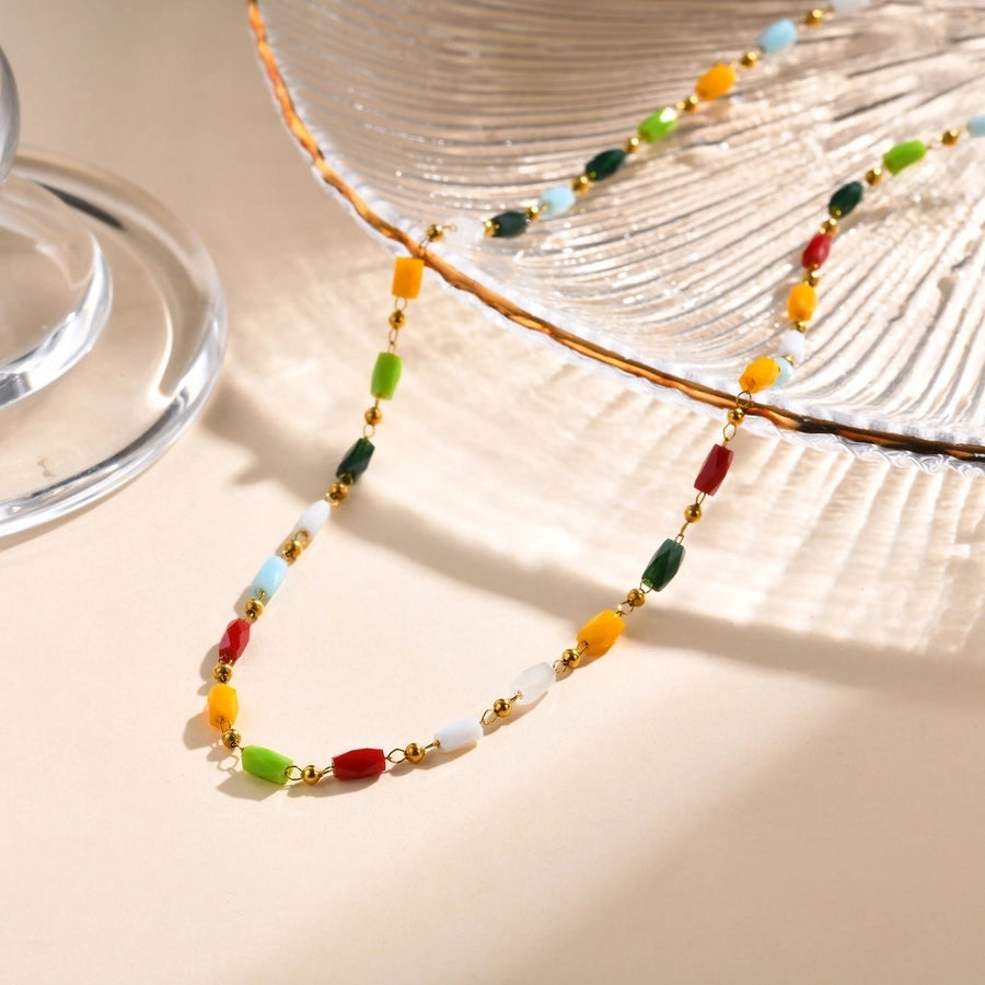 Colorful Beads Necklace/Bracelets [201 Stainless Steel]