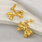 Bow Knot Drop Earrings [304 Stainless Steel,18K Gold Plated]