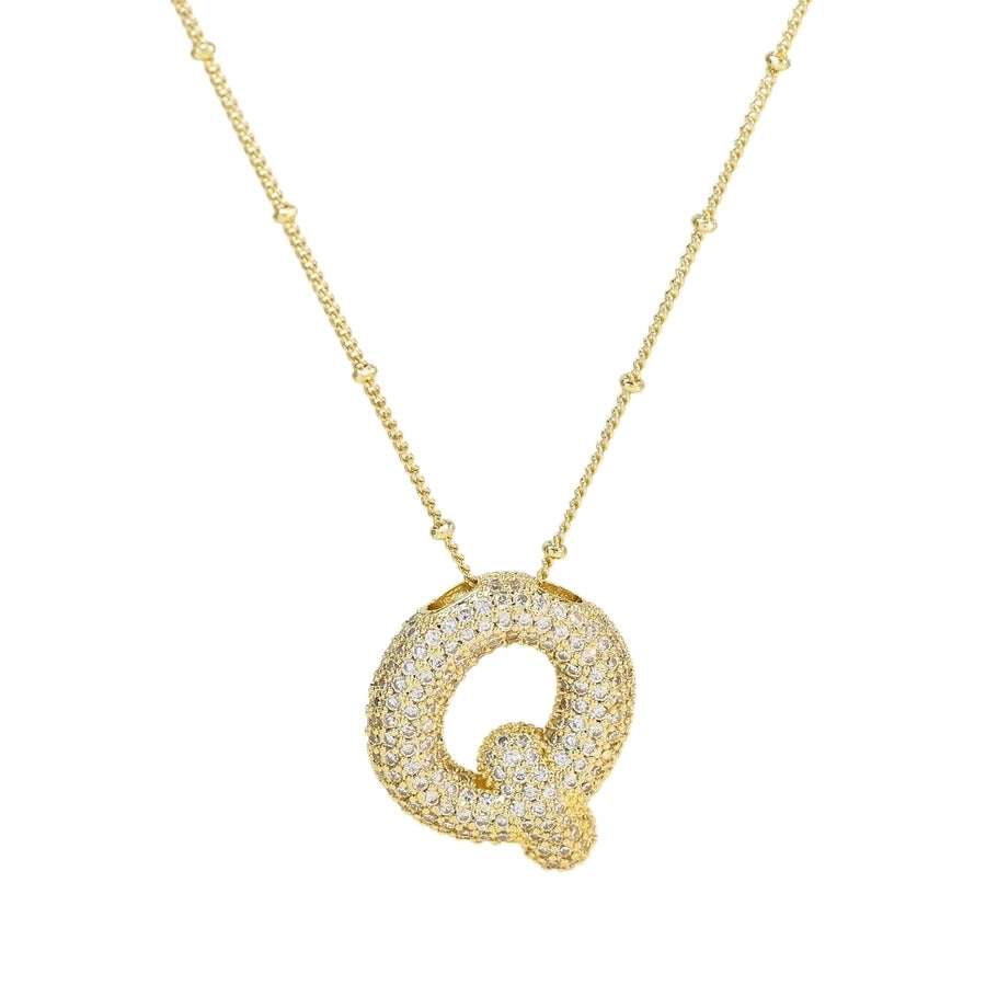 Gold Rhinestones Letter Necklace [304 Stainless Steel]