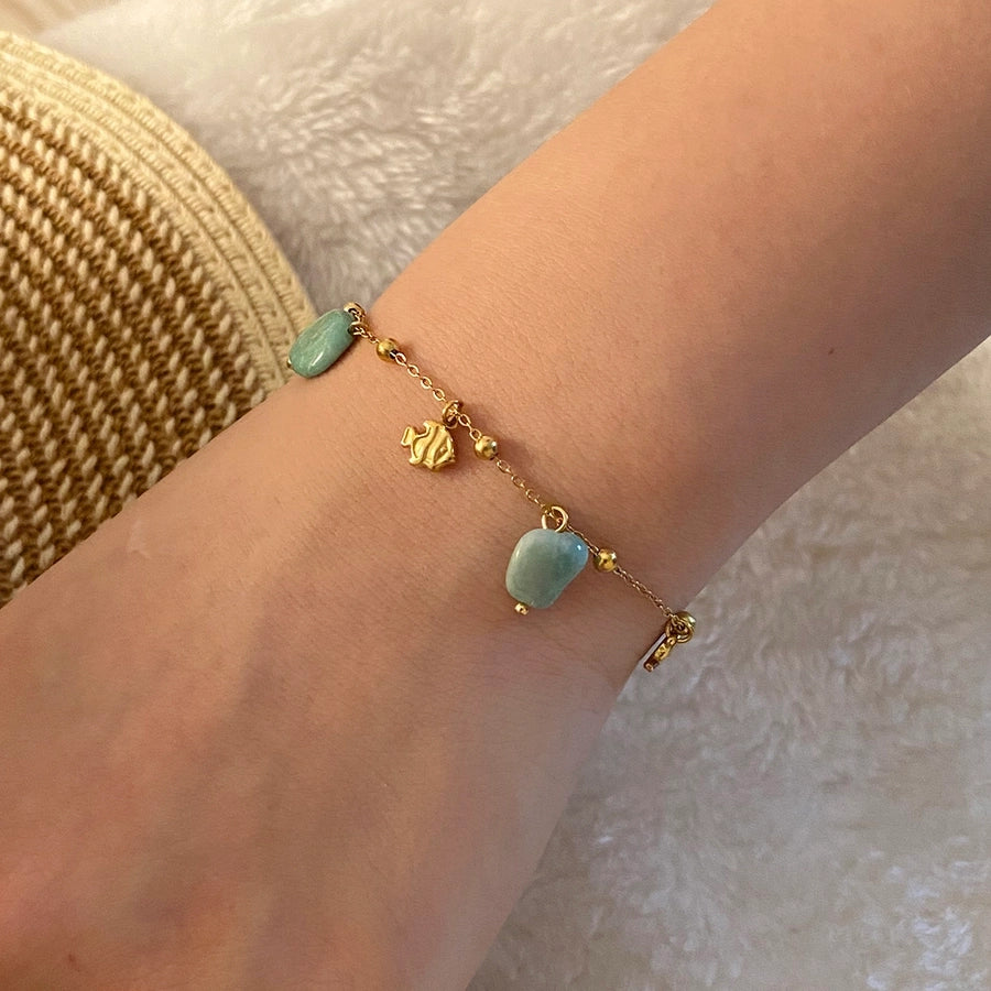 Marine Style Starfish Shell Fish Bracelet [304 Stainless Steel,18K Gold Plated]