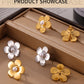 Round Flower Artificial Pearls Earrings [304 Stainless Steel,18K Gold Plated]