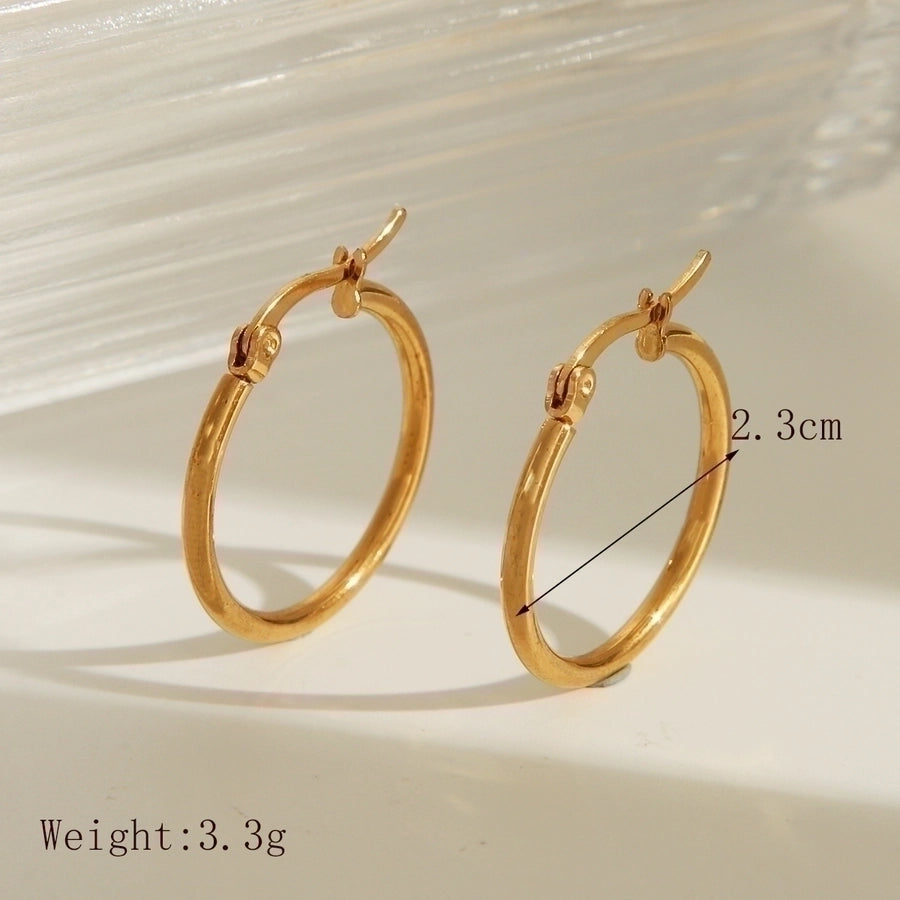 Thin Hoop Earrings [304 Stainless Steel,18K Gold Plated]