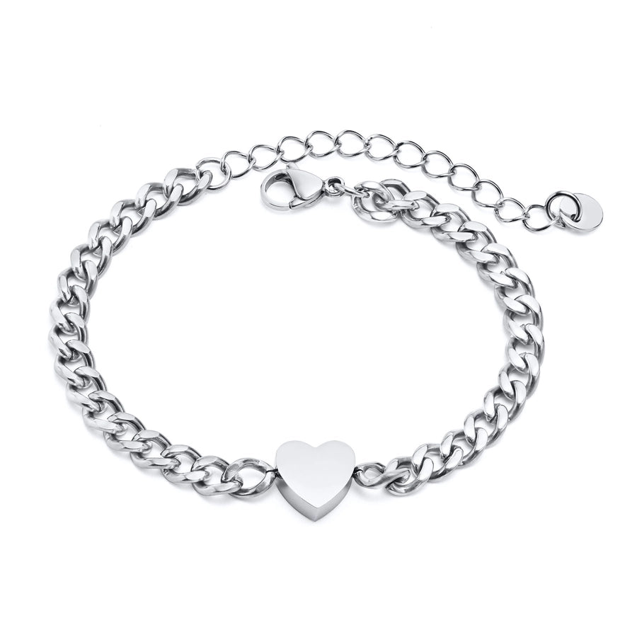 Heart Curb Chain Bracelet [201 Stainless Steel]