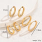 3 Pairs Hoop Earrings [201 Stainless Steel, 18K Gold Plated]