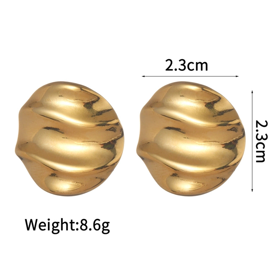 Irregular Round Earrings [304 Stainless Steel,18K Gold Plated]