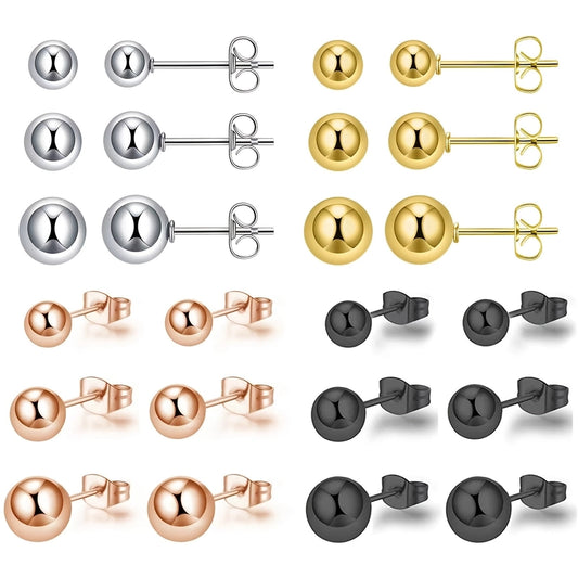 1 Pair Simple Style Round Stud Earrings [304 Stainless Steel 18K Gold Plated]