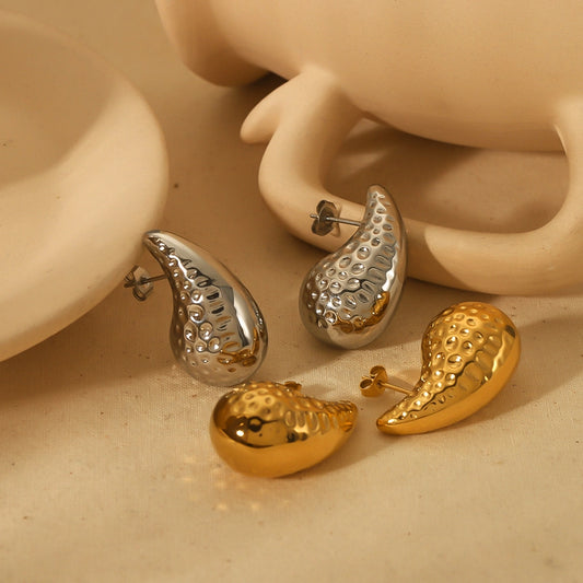 Water Droplets Earrings [316L Stainless Steel,18K Gold Plated]