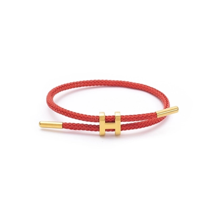 H Letter Wire Rope  Bracelets [304 Stainless Steel, 18K Gold Plated]