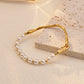 Plastic Pearls Bangle Bracelet  [304 Stainless Steel,18K Gold Plated]