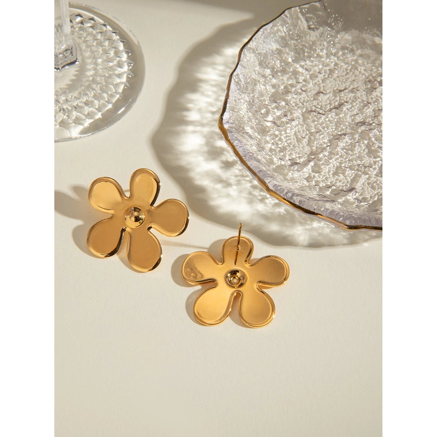 Flat Flower Earrings [304 Stainless Steel]