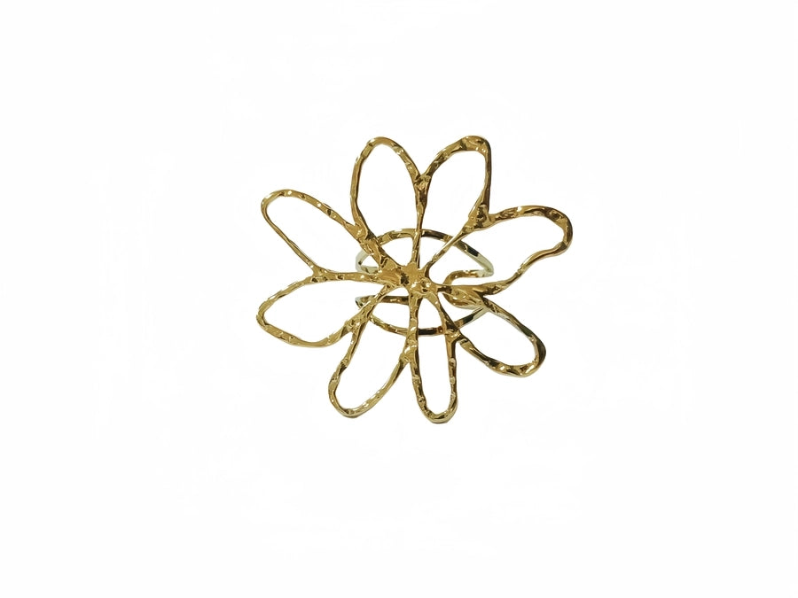 Exaggerated Modern Flower Hollow Ring [304 Stainless Steel, 18K Gold Plated]