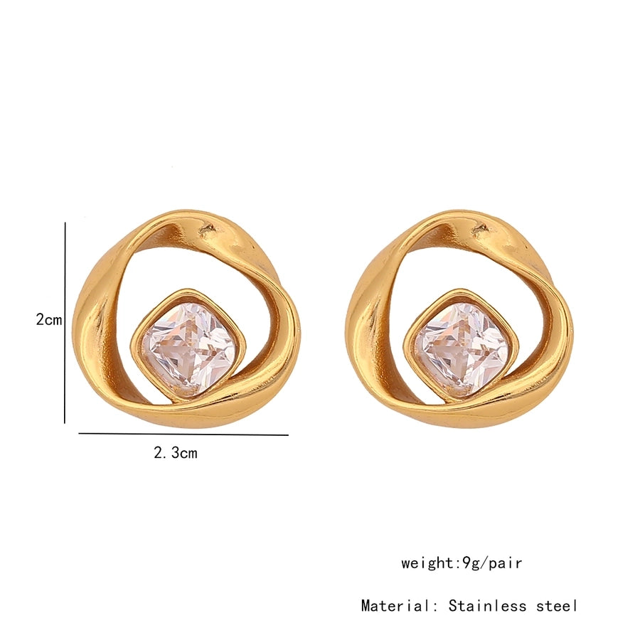 Gioielli in stile Ig Compito geometrico farfalla 304 in acciaio inossidabile zircone da 18k dollari intali oro