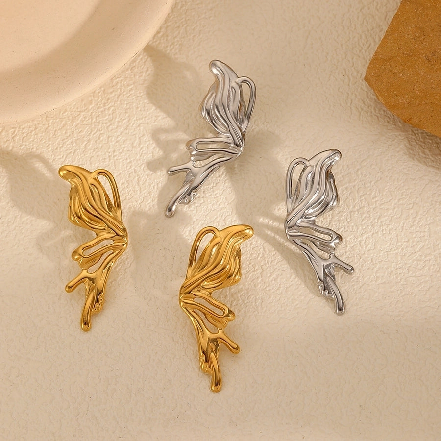 Butterfly Earrings [304 Stainless Steel,18K Gold Plated]