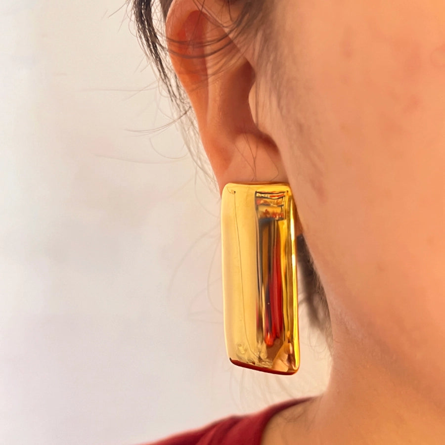 Shiny Rectangle Earrings [201 Stainless Steel,18K Gold Plated]