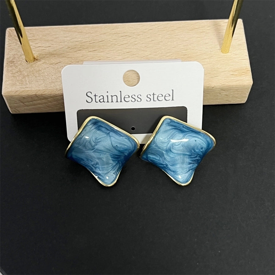 Square Enamel Earrings [304 Stainless Steel]