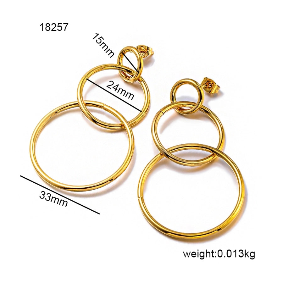 Multi Circle Drop Earrings [304 Stainless Steel,18K Gold Plated]