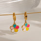 Bright Colored Flower EnamelEarrings/Necklace [304 Stainless Steel, 18K Gold Plated]