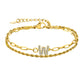 Letter Zircon Bracelets [201 Stainless Steel,Copper,18K Gold Plated]