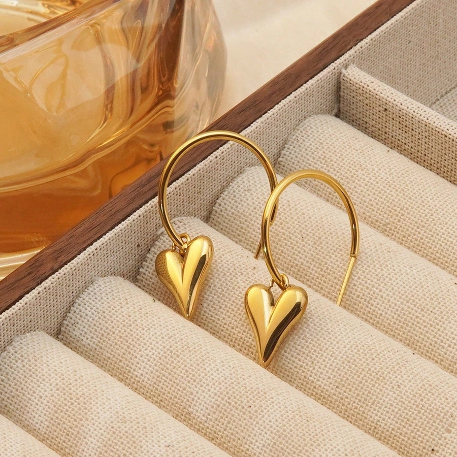 Boucles d'oreilles en forme de coeur [304 en acier inoxydable, 18 carats en or]