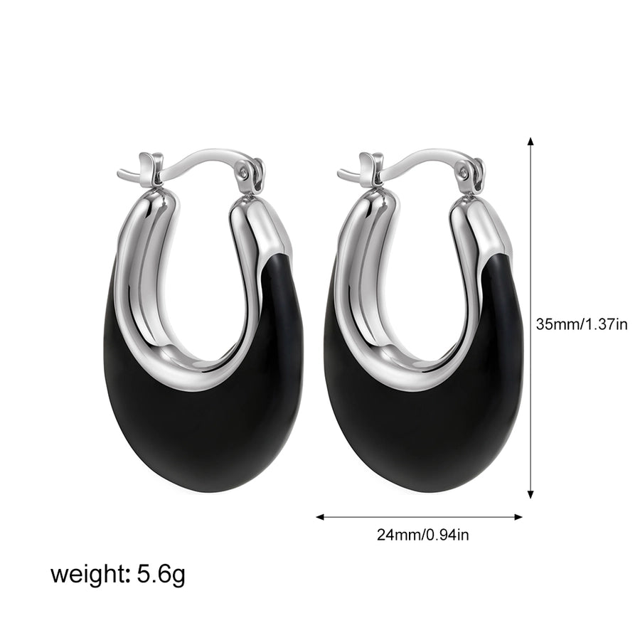 Retro Oval Earrings [201 Stainless Steel]