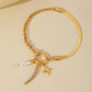 Cross Heart Shape Flower Pearl Bracelet [304 Stainless Steel 18K Gold Plated]