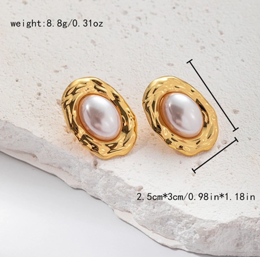 Mix Pearl Designs Earrings [304 Stainless Steel,14K Gold Plated]