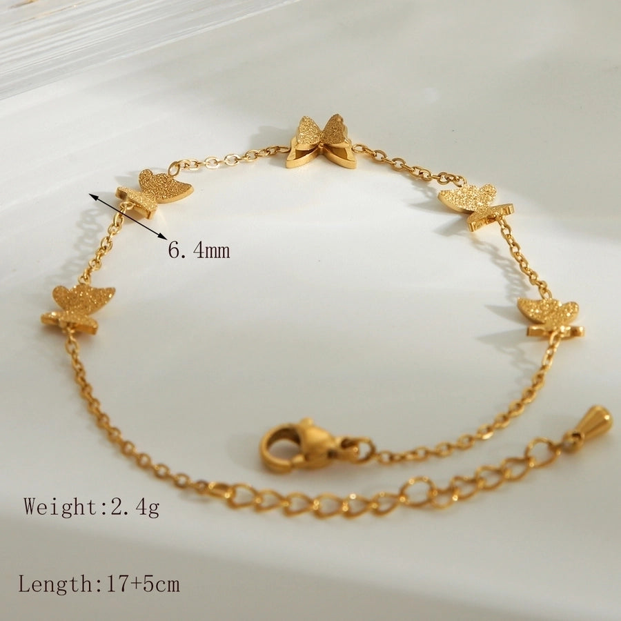 Golden Butterfly Bracelets/Jewelry Set [304 Stainless Steel, 18K Gold Plated]