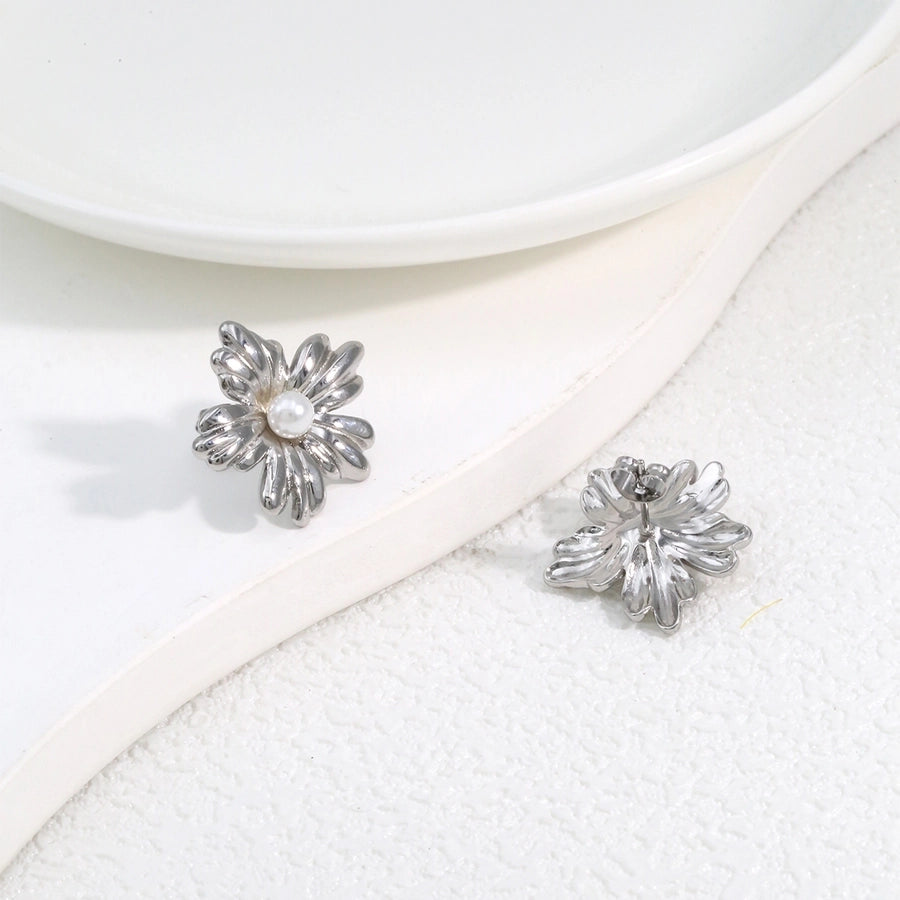 Flower Earrings [304 Stainless Steel,18K Gold Plated]